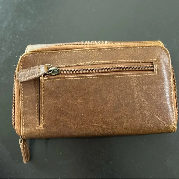 Women’s Brown Wallet With Multiple Pockets Zippers Card Holder Classics - Picture 4 of 7